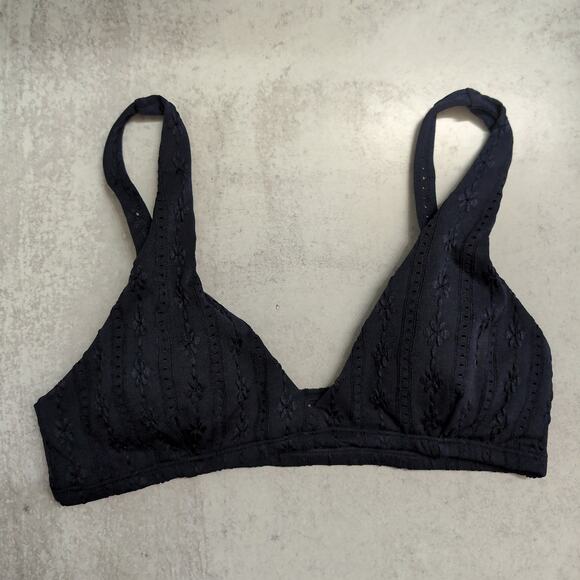 Andie Belmar Top Navy Blue Bikini Triangle Swimwear Bathing Suit Twisted M New - Picture 2 of 11